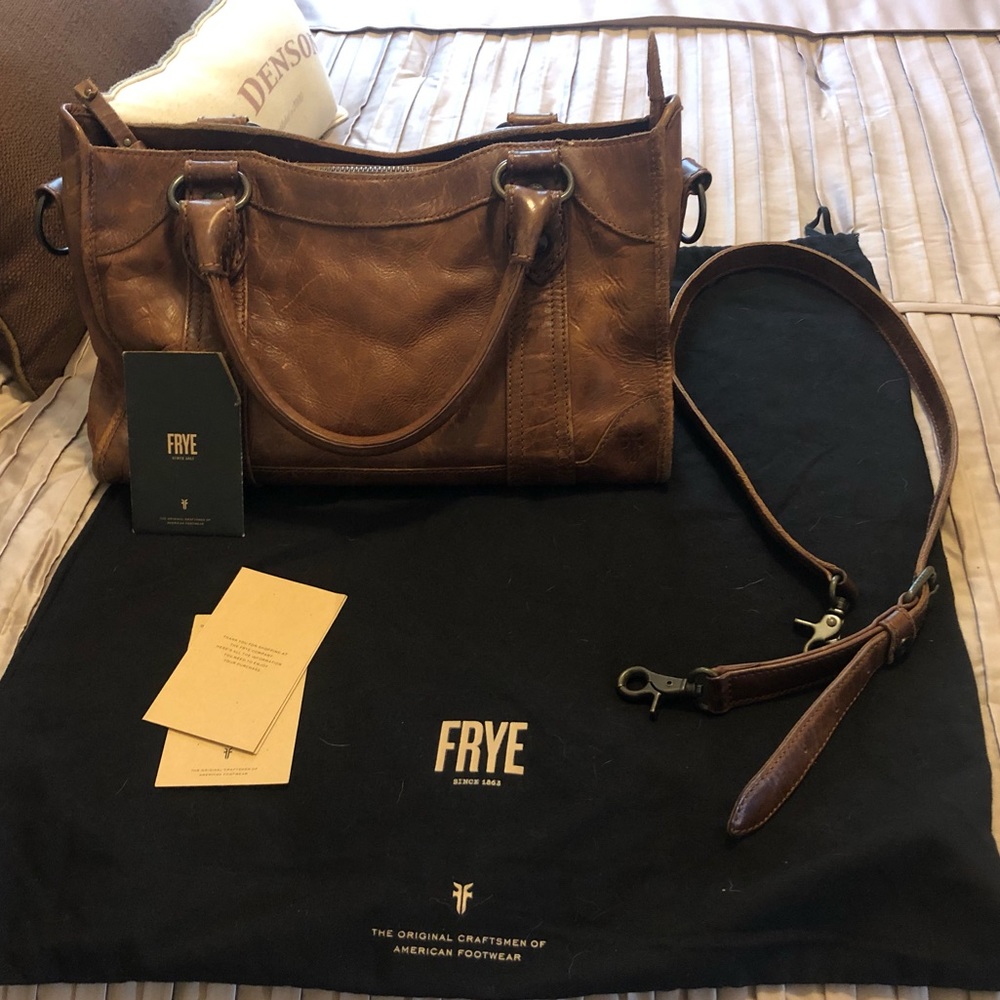 Frye Melissa Cognac Satchel Purse with crossbody